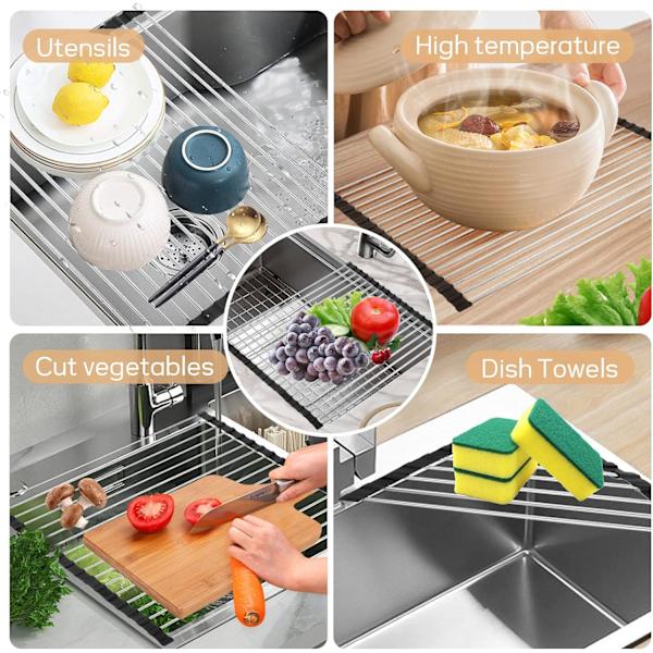 Foldbar Oppvaskstativ 48*23.5cm Hjørne Oppvaskstativ STAINLESS STE