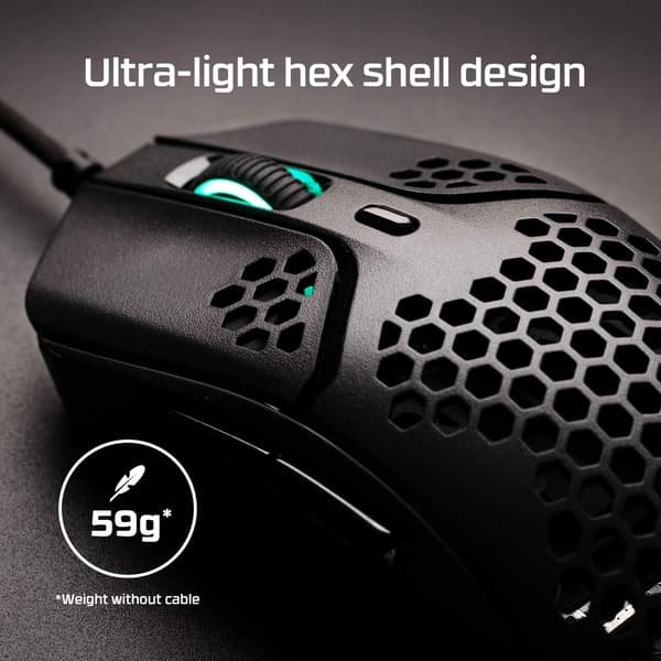 Gaming-mus - Honningkakeskall, Sekskantet Design, Hyperflex-kabel