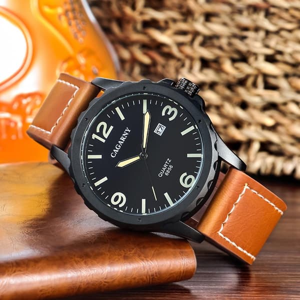 Cagarny 6856 Läderrem Quartz Urverk Watch DXGHC