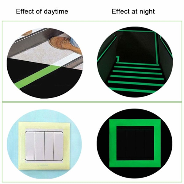 （Grönt Ljus）5M X 2CM Premium Lysande Tejpdekal, Glöder i Mörkret