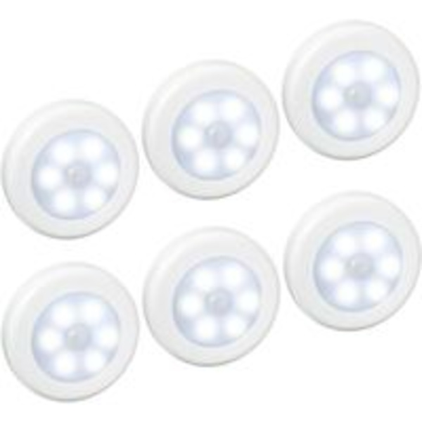 (6-pakke) LED-lamper med bevegelsessensor, bevegelsessensorlampe, La