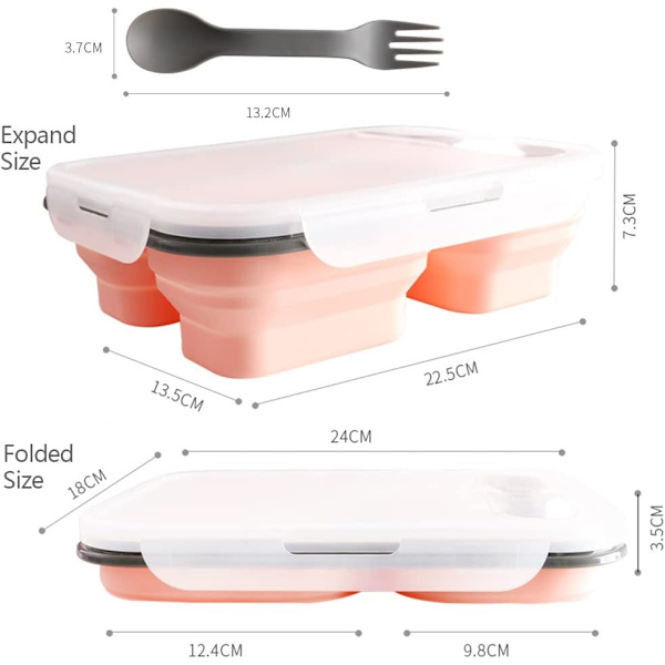 Fällbar Bentolåda - Sammanvikbar Silikon Lunchlåda Läckagesäker L