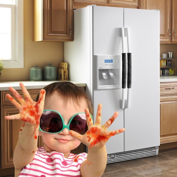 Kjøleskapsdørhåndtaksdeksler, svart, hold kjøkkenet rent