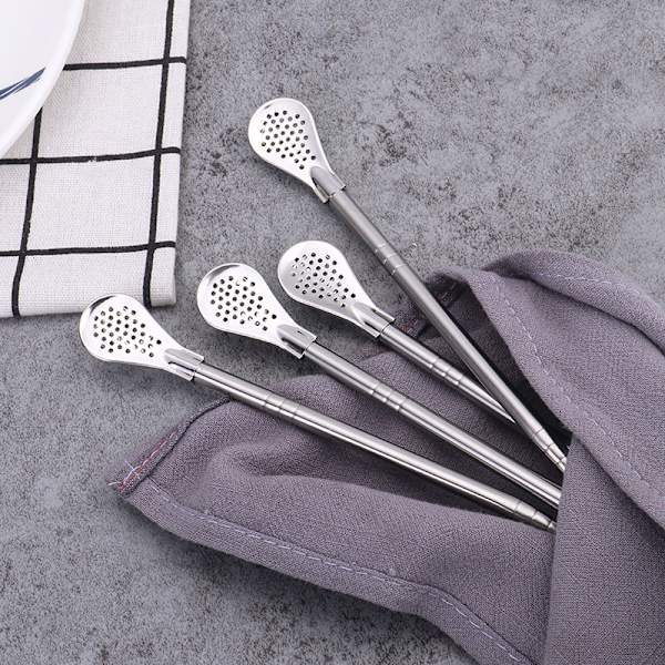 5 stk Avtakbare Pipetter 304 Rustfritt Stål Straw Spoon Creativ