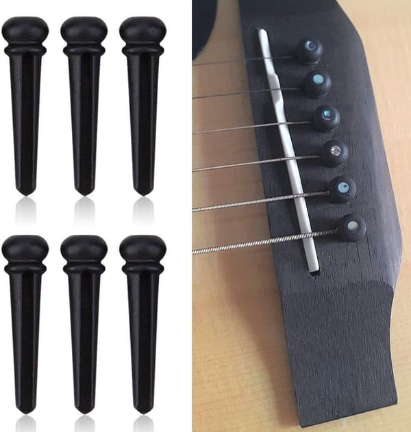 6 st Ebony Gitarrmutter, Bryggmutter för 6-strängad Akustisk Folk Gitarr
