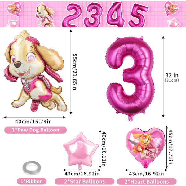 Födelsedag Ballon Rosa Ballon Paw Patrol Ballon Flickfödelsedag
