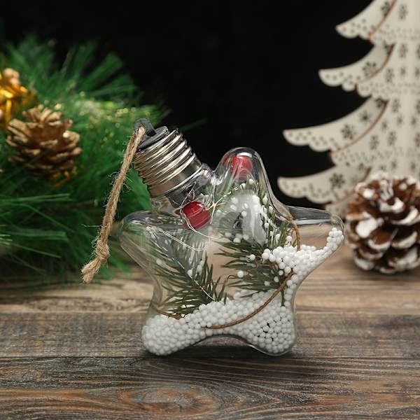 6 stk. Julepynt LED Lysende Pentakel Chr