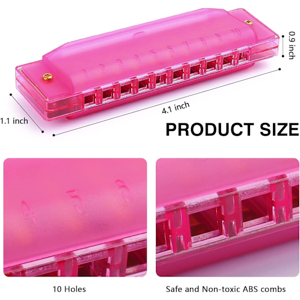 4 stk. Barnemunnspill 10 Hull Plastmunnspill 4 Farger Utdann