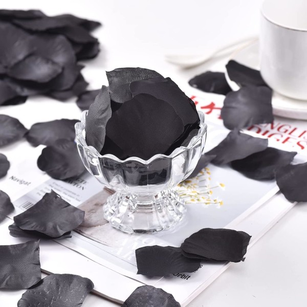 5000 stycken svarta sidenrosblad, konstgjorda kronblad, bröllop