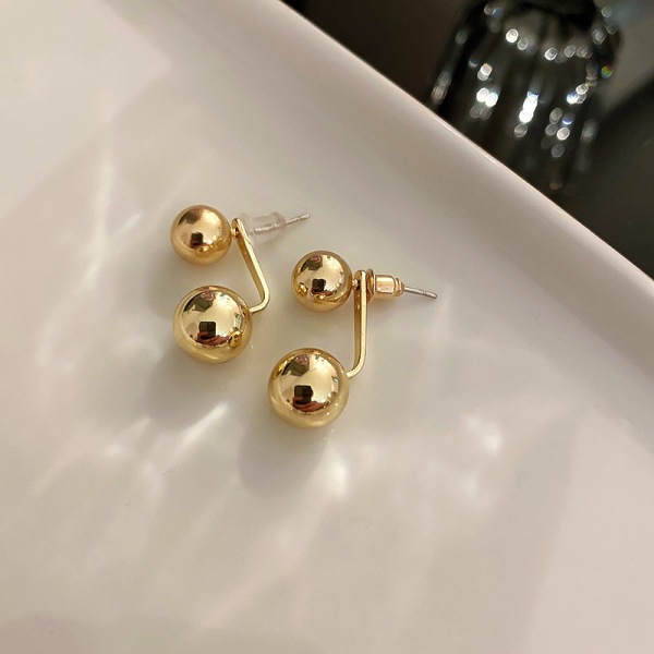 Minimalistisk pärlstav yta metall båge örhängen, guld båge örhängen