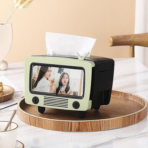 Tissue Box Tv Formad Mobiltelefon Hållare Dispenser Förvaring Napk DXGHC