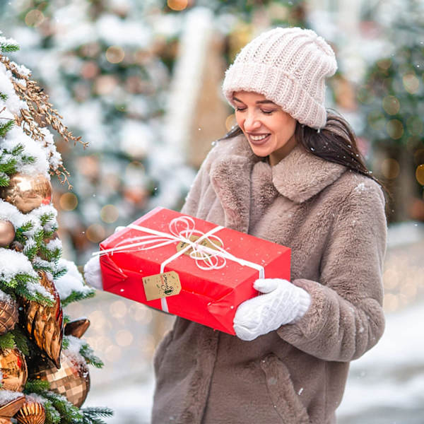 Merry Christmas Presentlappsstickers, 300 stycken per rulle Julgåva