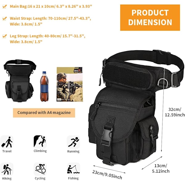 Benpose Thigh Bag Militær Taktisk Molle Multifunktionspose til