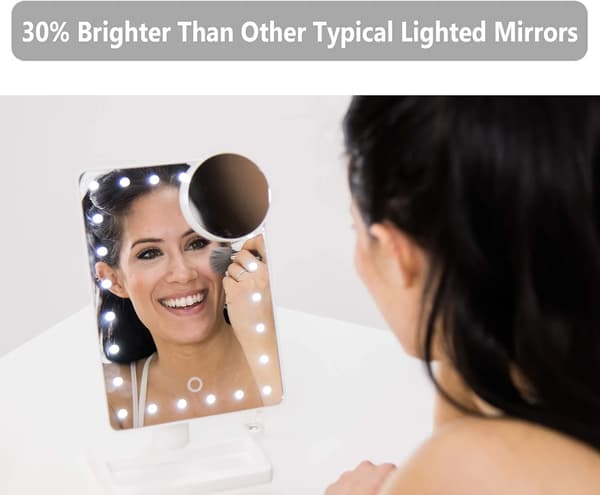 Stor opplyst sminkebordsspeil med 24 LED-lys, LED V