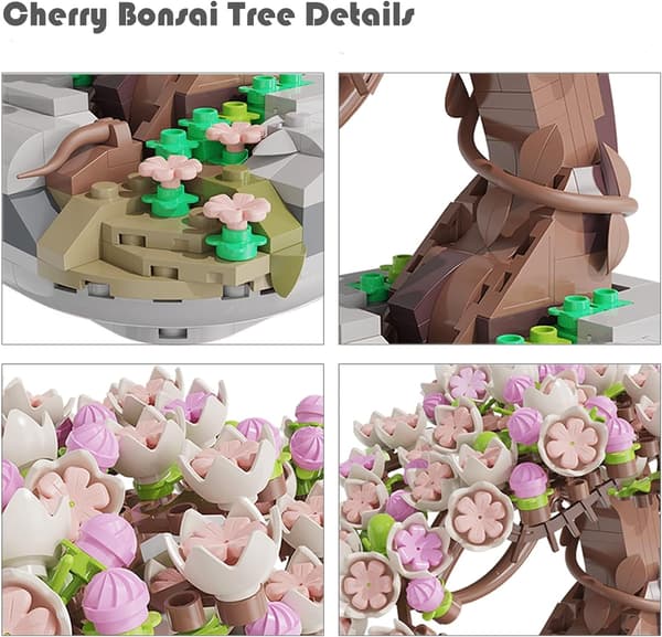 Mini Bricks Kirsebærblomsttre Byggesett, Sakura Bonsai DIY