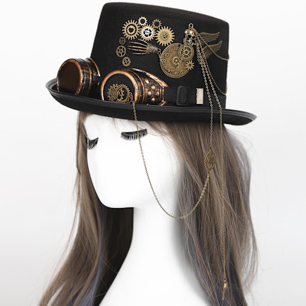 Steampunk Topphatt Växelverk Gothic Glasögon Retro Tung Industrihatt Han