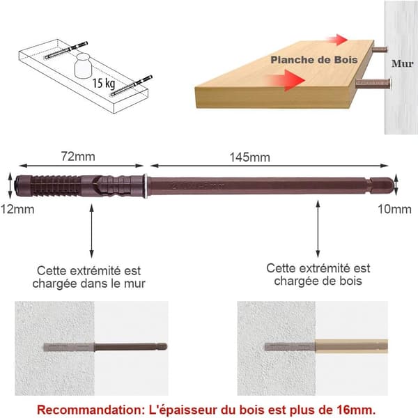 8 stk. Flydende Hyldebeslag Heavy Duty Usynlige Beslag til