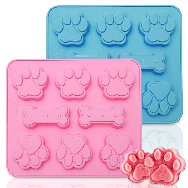 Paw and Bone Candy Molds Silicone - 2Pcs Dog Treat Molds for Chocolate Candy Silicone Molds for Baking Puppy Ice Cube Sh