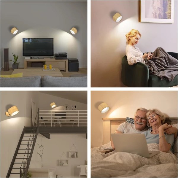 LED-vägglampa, väggmonterad lampa med uppladdningsbart batteri DXGHC