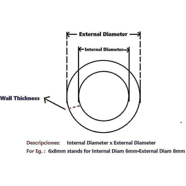 Flexibel kiselrör 6 mm Id X 8 mm Od 1 mm Tjocklek 2 Meter H DXGHC