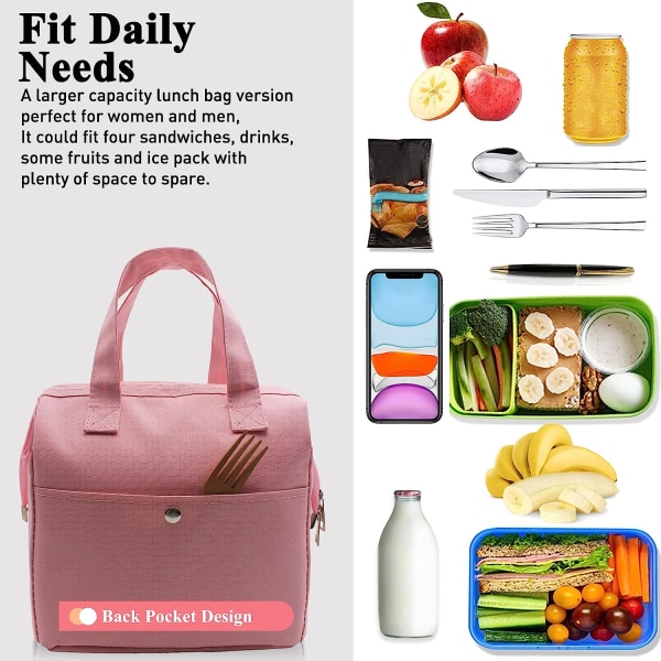Eristetty vaaleanpunainen lounaskassi Simple Bento Cooler Bag Lounaskassi f