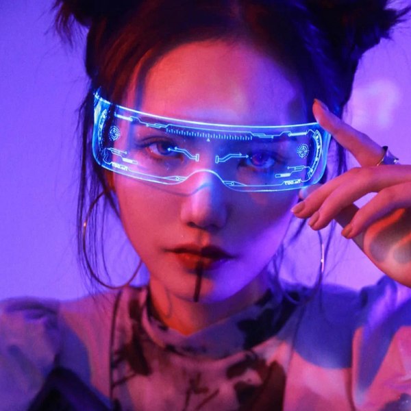 Halloween-utrustning, självlysande glasögon, färgglada LED Cool Sci-f