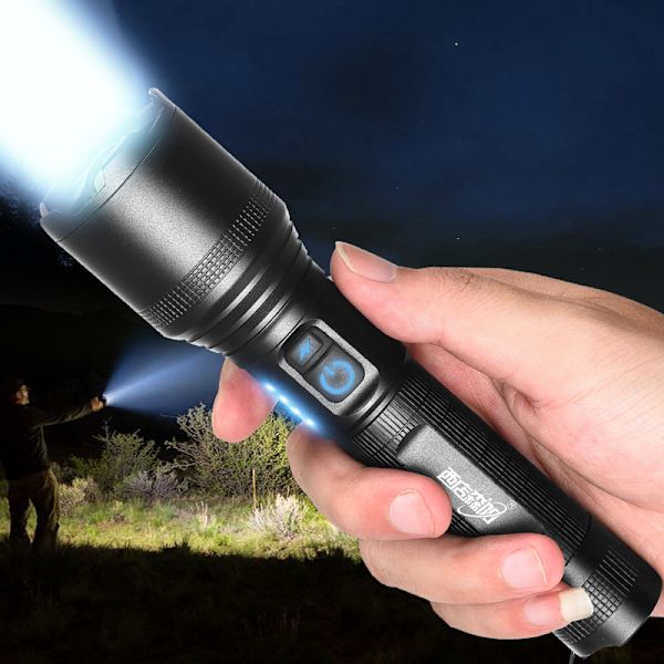Multifunktionel lommelygte i aluminium med hvid laser, TypeC genopladelig