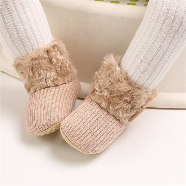 Khaki Baby Girl Pojke Tofflor Stövlar Fleece Sock Skor Furry Ankel