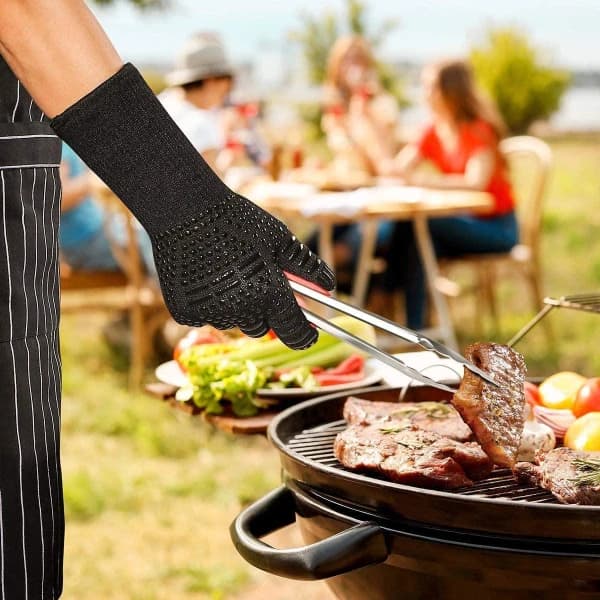 Grillhandsker varmebestandige op til 800 °C ovnvanter Sort one size