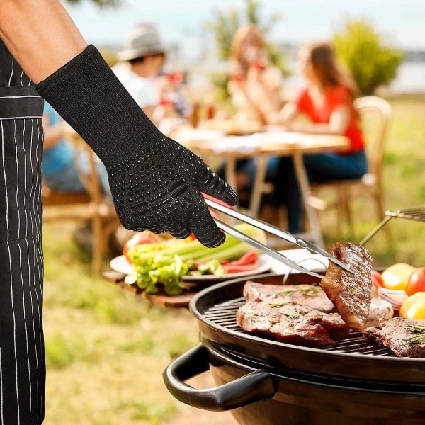 Grillhansker varmebestandige opptil 800 °C Ovnshansker Svart one size