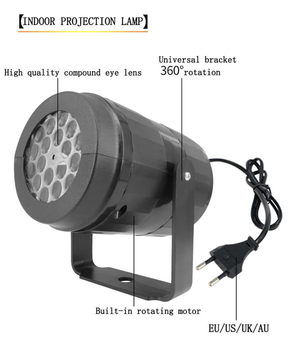 LED Snefnug Projektionslys 16 Mønstre Julepynt