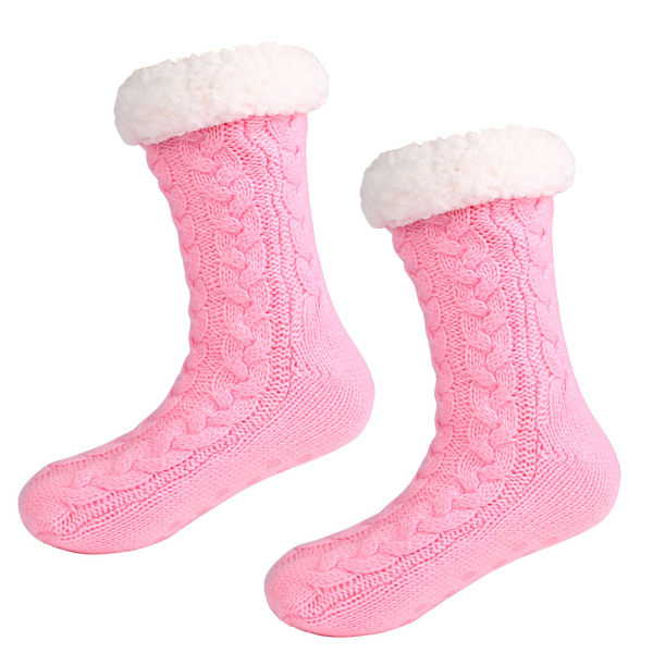 Dame anti-skrid strømper, hyggelige fuzzy fleece-forede varme sokker med