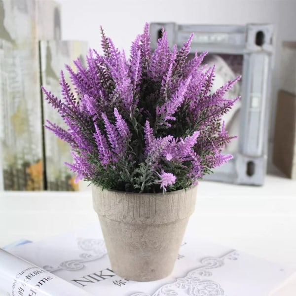 Mini Pottede Kunstige Planter, Sølvblad, 1 Cederknopp, Falsk Blomst