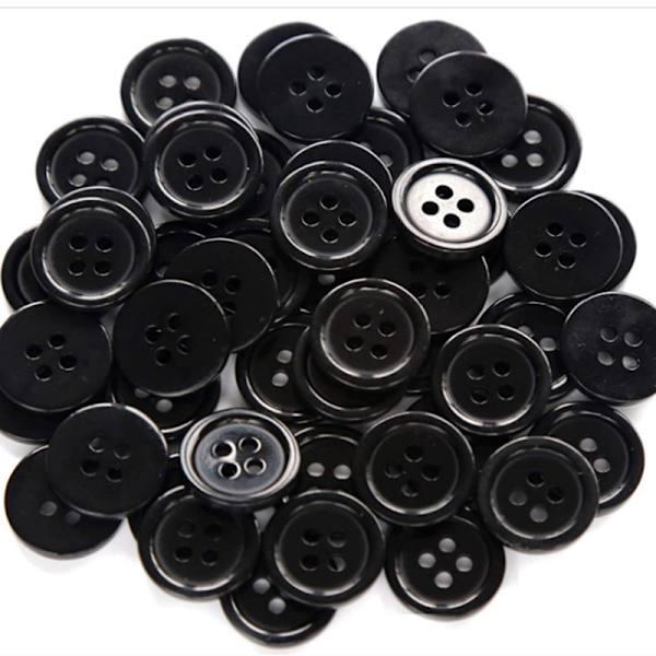 100 stk runde harpiks sorte og hvide jakkeknapper syknapper pre