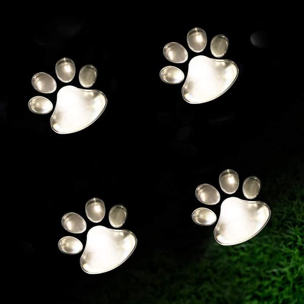 Solcelled Paw Print Lys, Solcelled Udendørs Hundepot Lys, Kat