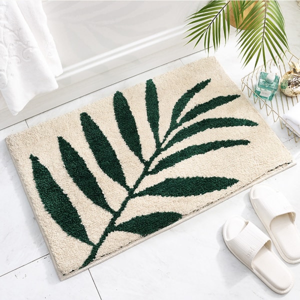 Mikrofiber Badeværelsesmåtter (20x32 Tommer, bambusblad) Bløde og Fluffy