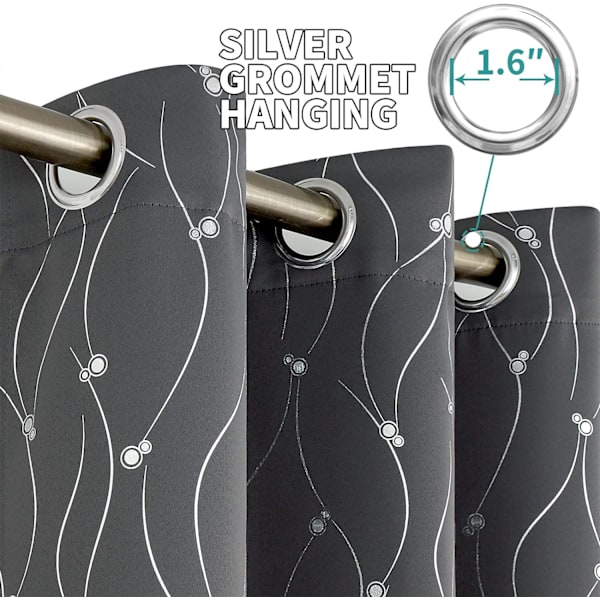 Mörkläggningsgardiner Längd 84X52 tum 2 Paneler Set Öglor Therma