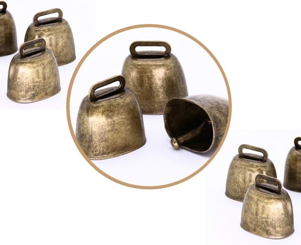 2 stycken ko häst får betande koppar klocka ko gård djur koppar