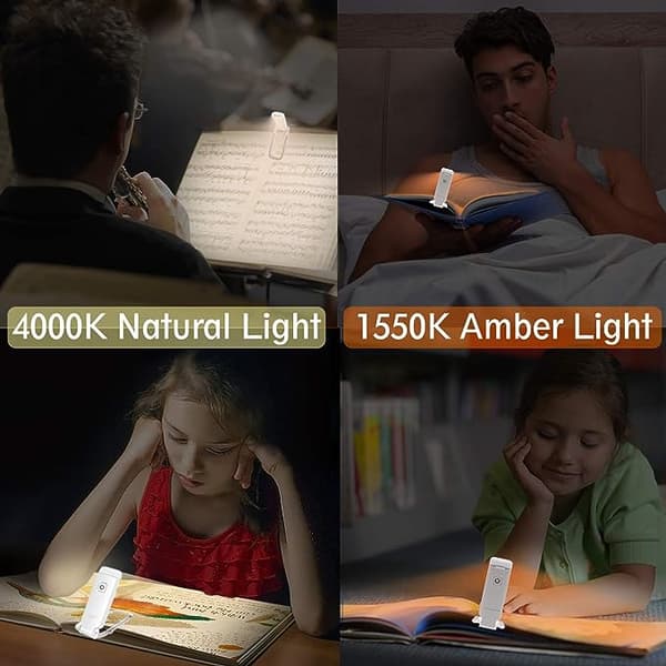Læselampe til kort, boglæsningslampe til seng, lampe