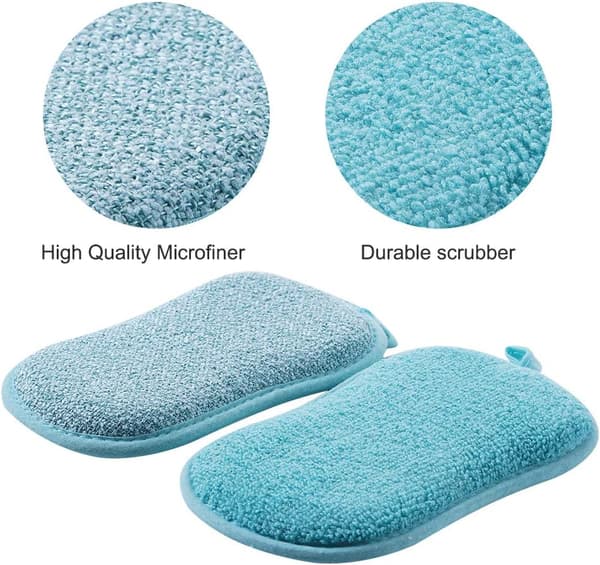 12 Pak Durable Scrub Skuresvampe, Ridsefrie Mikrofiber Sp