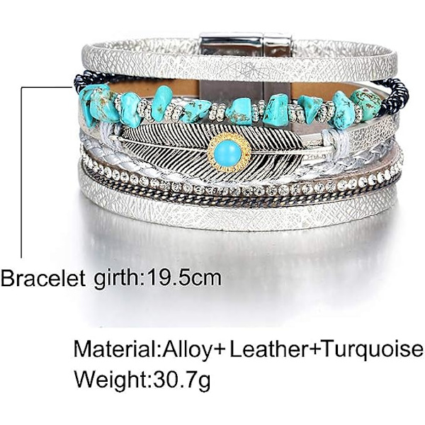 Leopard Armbånd til Kvinder Wrap Multi-Layer Læderarmbånd M