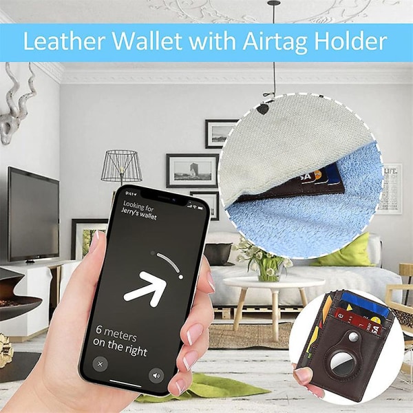 Slim plånbok för herr för AirTag med pengarklämma Rfid-blockerande kredit