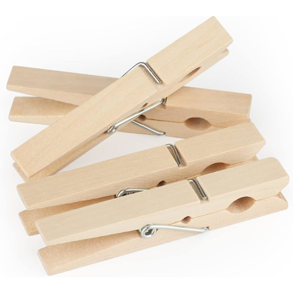 Trestre klesklyper 7,2 cm - Sett med 100 dekorative tre klesklyper