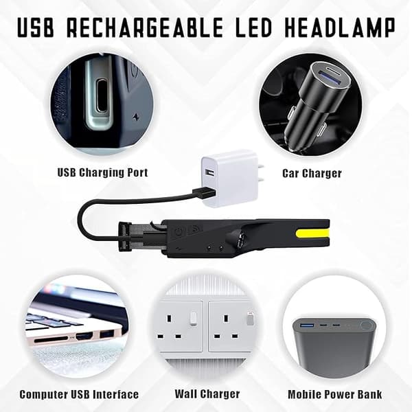 LED Ladbar Hodelykt Kraftig Hodelykt Vanntett USB 1200