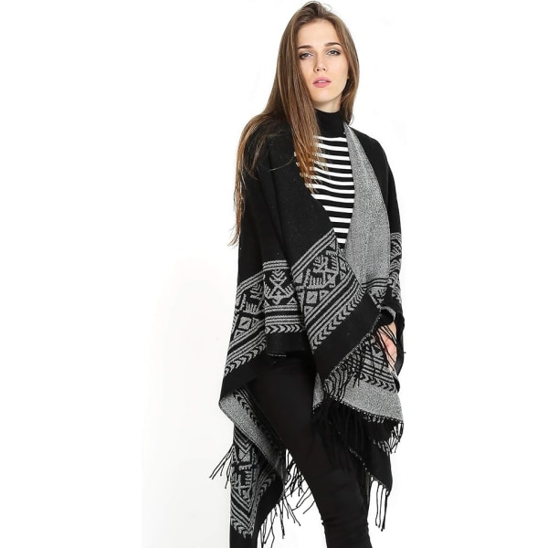 Poncho Sjal Elegant Varm Åpen Til Kvadrat Høst Vinter Kvinne DXGHC