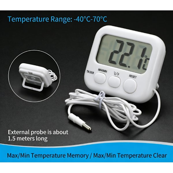 1 st Digital LCD Termometer Utomhus Inomhus Hygrometer Luftfuktighet Cl