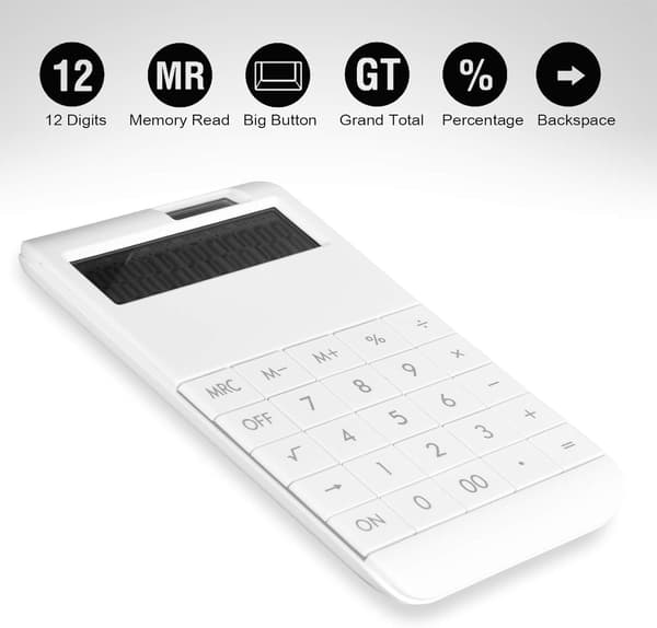 Peruslaskin 12 numeroa, työpöytälaskin, suuri näyttö