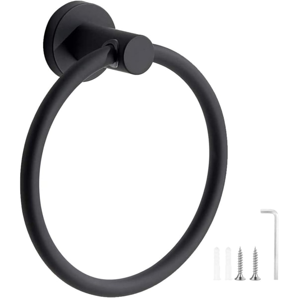 Towel Rack(Black), Frosted Black Towel Ring, 304 Stainless Steel