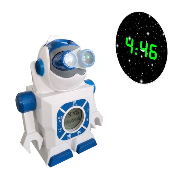 Rymdrobot projektionsväckarklocka rolig tecknad klocka Robot väckarklocka