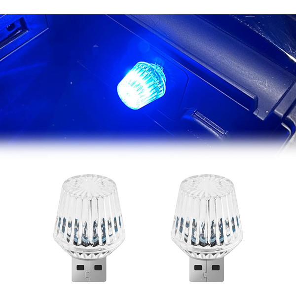 USB nattlys, USB stemningslyssett, 2 stk USB LED bil I